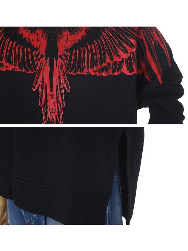 Red Wings Print Cotton Sweatshirt Black - MARCELO BURLON - BALAAN 6