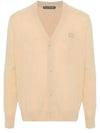 Face Logo Applique Wool Cardigan Beige - ACNE STUDIOS - BALAAN 2