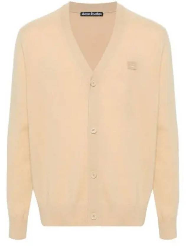 Face Logo Applique Wool Cardigan Beige - ACNE STUDIOS - BALAAN 2