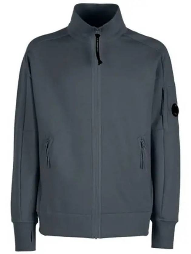 Lens Wappen Diagonal Fleece Zip-Up Jacket Charcoal - CP COMPANY - BALAAN 2