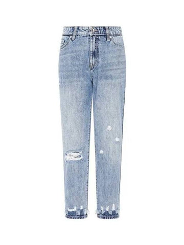 Women s Damaged Cropped Boyfriend Jeans Blue 271143 - ARMANI EXCHANGE - BALAAN 1