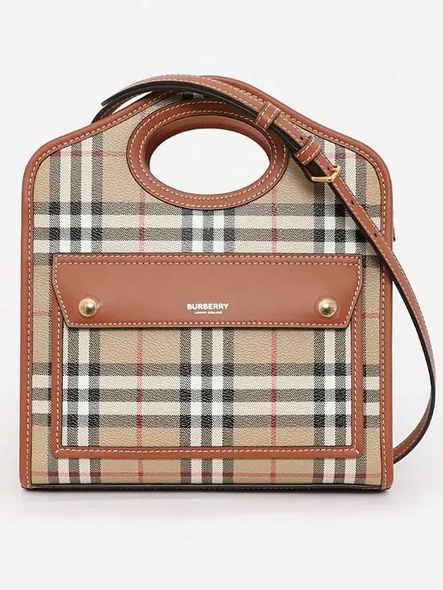 Check Mini Pocket Tote Bag Beige - BURBERRY - BALAAN 3