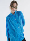 Mini collar shirring Asa cotton shirt blue 0112 - VOYONN - BALAAN 9