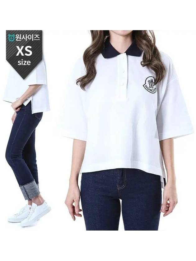 Logo Cotton Polo Shirt White - MONCLER - BALAAN 3