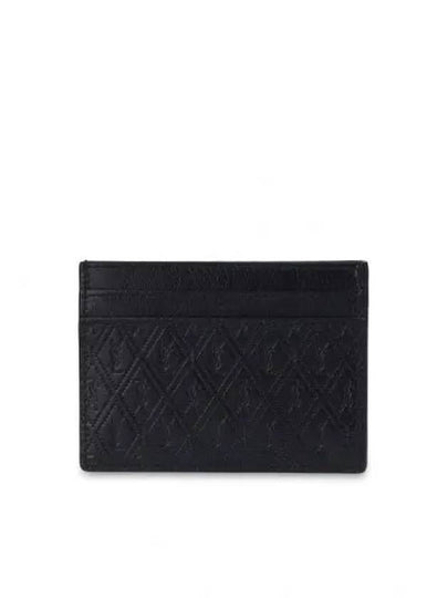 Monogram Pineapple Print Card Wallet Black - SAINT LAURENT - BALAAN 2