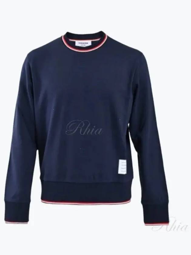 Logo Tab RWB Stripe Trimming Knit Top Navy - THOM BROWNE - BALAAN 2