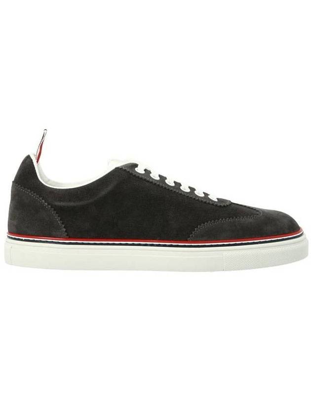 Men's 3 Bar Suede Low Top Sneakers Grey - THOM BROWNE - BALAAN 1