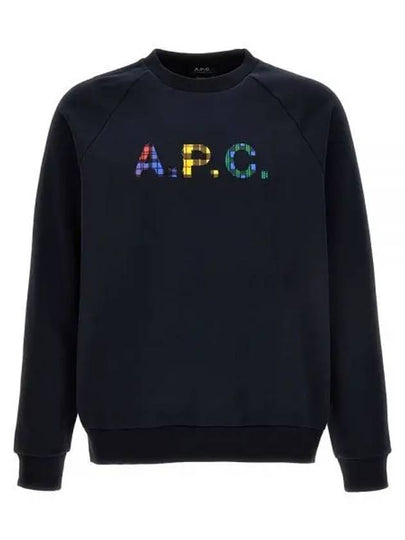 Shaun Tartan Check Logo Sweatshirt Navy - A.P.C. - BALAAN 2