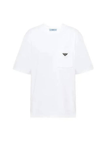 t shirt women short sleeve logo gorton white - PRADA - BALAAN 1