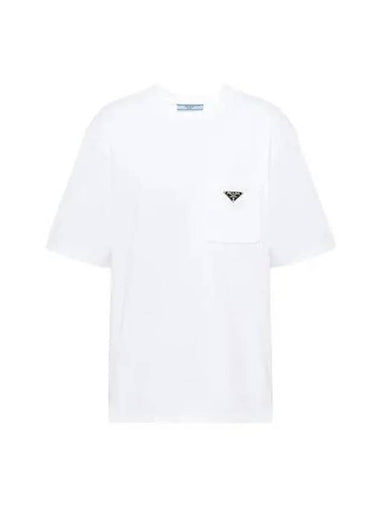 t shirt women short sleeve logo gorton white - PRADA - BALAAN 1