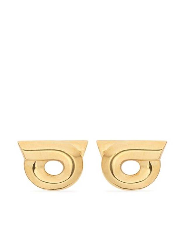 Gancini Studded Brass Earrings Gold - SALVATORE FERRAGAMO - BALAAN 1