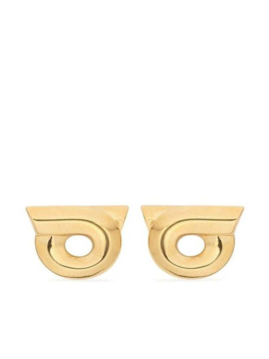 Gancini Studded Brass Earrings Gold - SALVATORE FERRAGAMO - BALAAN 1