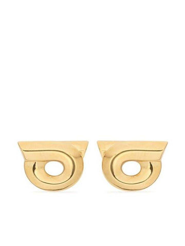 Gancini Studded Brass Earrings Gold - SALVATORE FERRAGAMO - BALAAN 1