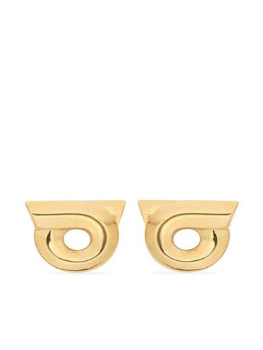 Gancini Studded Brass Earrings Gold - SALVATORE FERRAGAMO - BALAAN 1