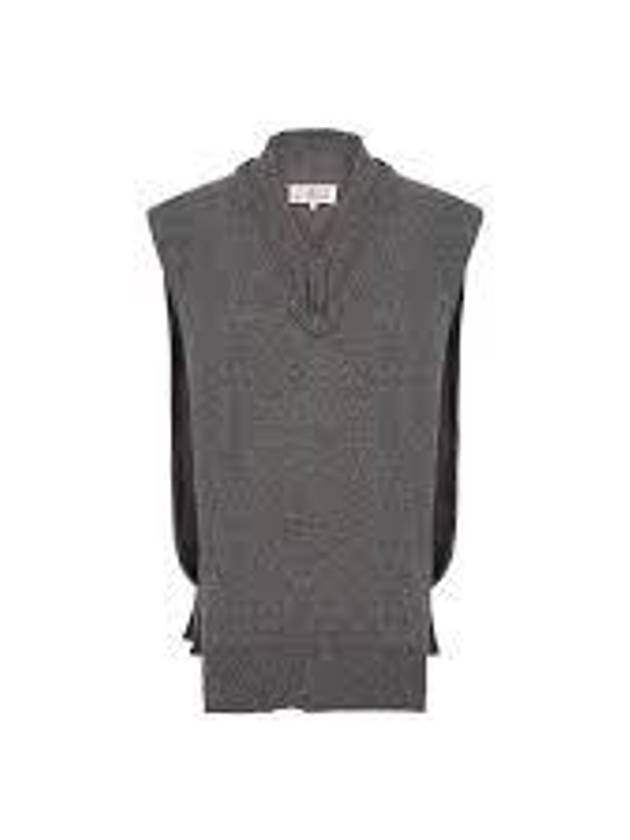 Layered Detail V-Neck Knit Vest Medium Grey - MAISON MARGIELA - BALAAN 2