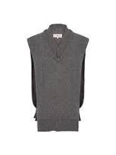 Layered Detail V-Neck Knit Vest Medium Grey - MAISON MARGIELA - BALAAN 2