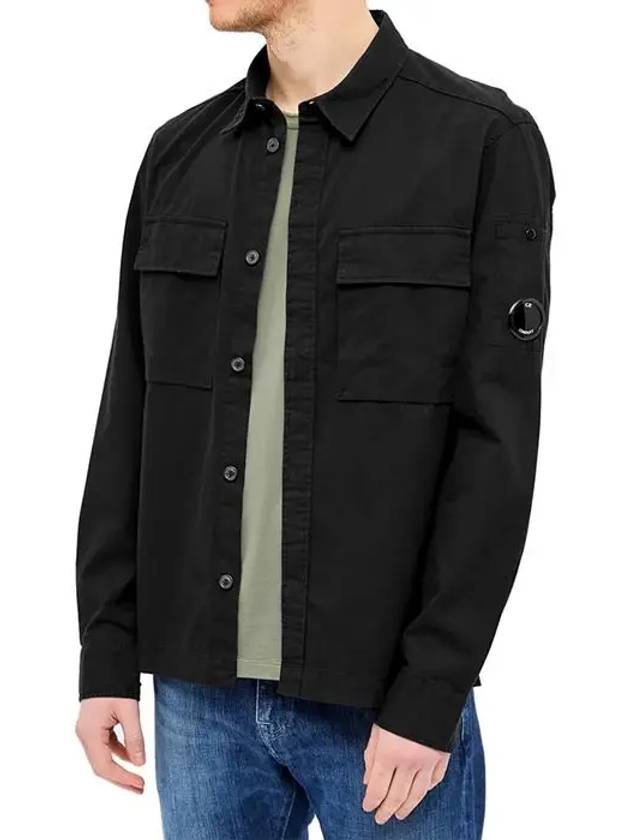 Lens Garment Dye Over Long Sleeve Shirt Black - CP COMPANY - BALAAN 3