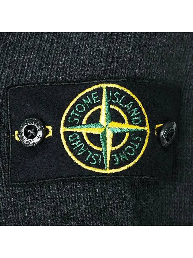 Logo Patch Crew Neck Wool Knit Top Melange Charcoal - STONE ISLAND - BALAAN 5