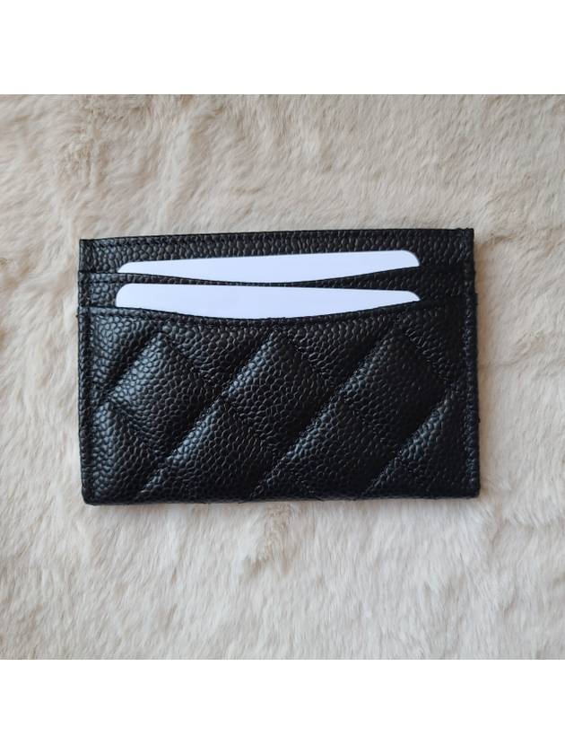 Silver CC Logo Caviar Card Wallet Black - CHANEL - BALAAN 4