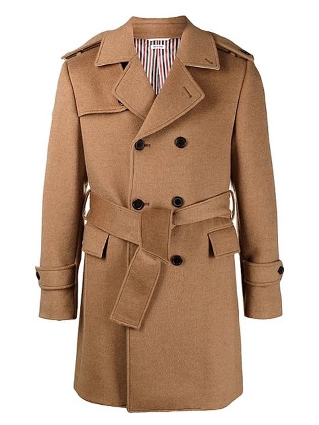 Double Breasted Trench Coat Camel - THOM BROWNE - BALAAN 5