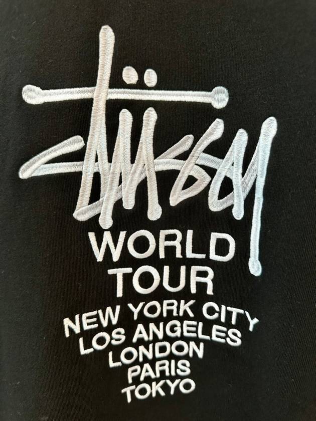 Solid World Tour Crew Neck Cotton Sweatshirt Black - STUSSY - BALAAN 8