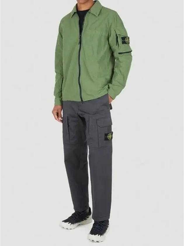 Men's Naslan Light Garment Dye Zip-up Jacket Olive Green - STONE ISLAND - BALAAN 3