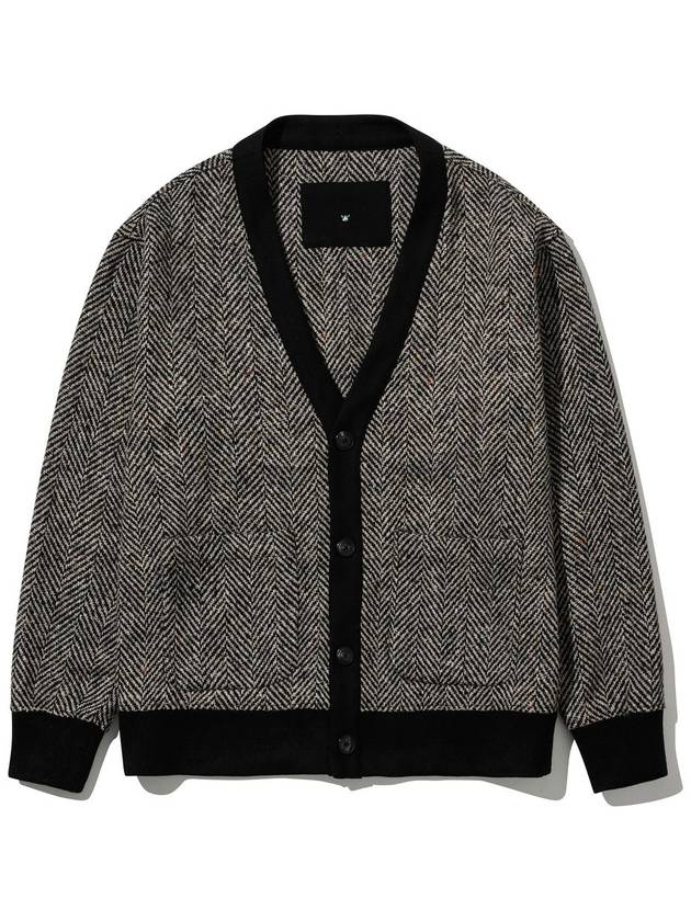 Wool Homespun Herringbone Cardigan Black - UJBECOMING - BALAAN 1