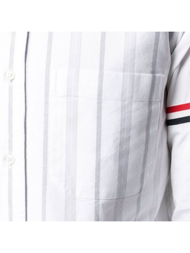 Men's Poplin Grosgrain Armband Stripe Long Sleeve Shirt White - THOM BROWNE - BALAAN 11