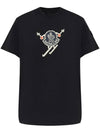 Men's Ski Logo Printing Short Sleeve T-Shirt Black - MONCLER - BALAAN 1