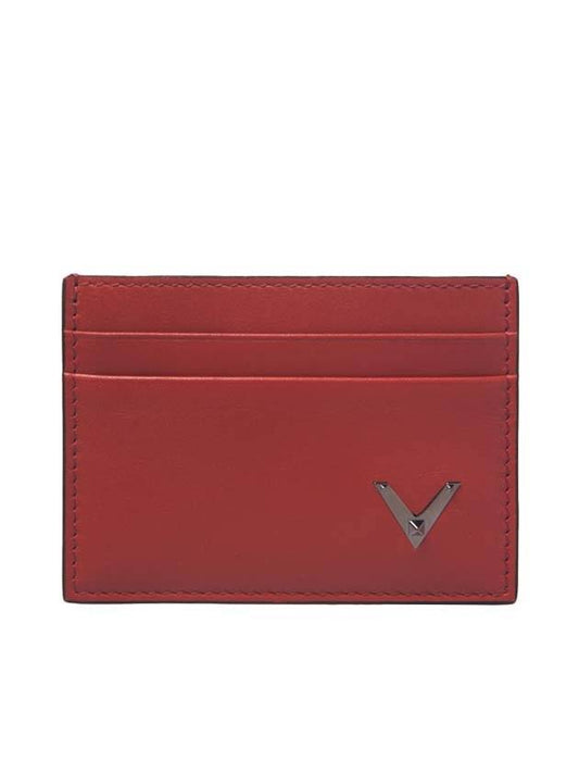 Men's Two-tone Card Wallet Red Navy - VALENTINO - BALAAN.