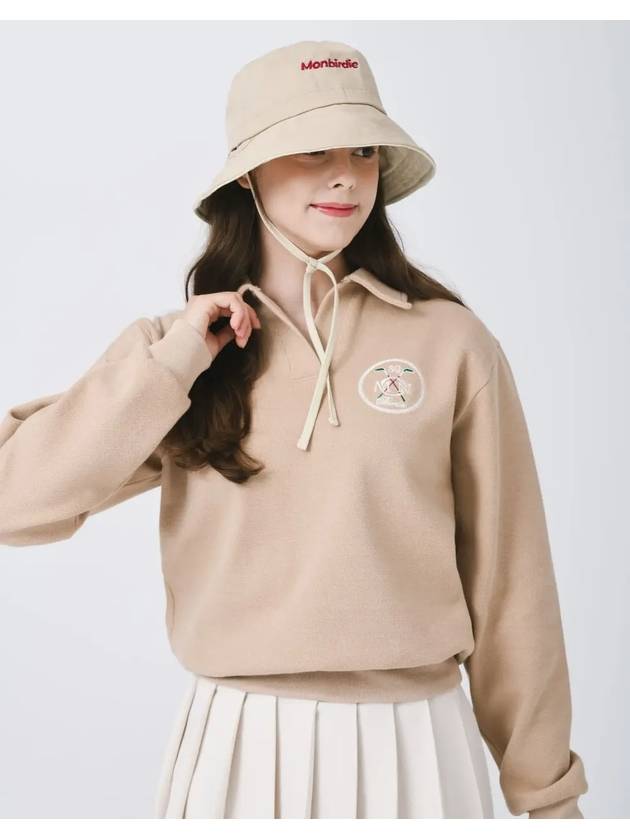 Rookie open collar neck long sleeve sweatshirt BEIGE - MONBIRDIE GOLF - BALAAN 3