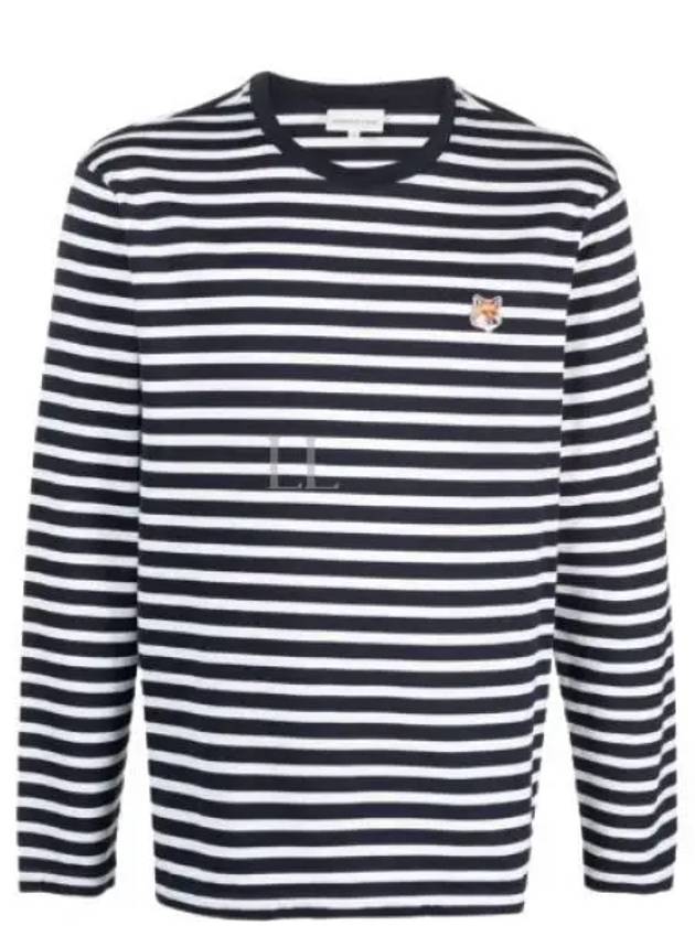 Fox Head Patch Regular Marin Long Sleeve T Shirt Navy Stripes - MAISON KITSUNE - BALAAN 2