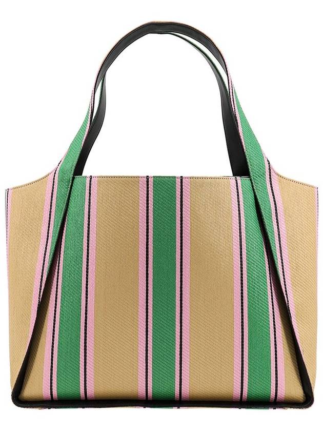 Embroidered Logo Raffia Shopping Tote Bag Green - STELLA MCCARTNEY - BALAAN 3