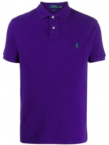 Men's Pony Slim Fit Short Sleeve Polo Shirt Purple - POLO RALPH LAUREN - BALAAN 1