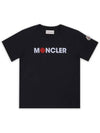 Kids Baseball Lettering Logo Short Sleeve Navy 8C00003 89AFV 778 - MONCLER - BALAAN 3