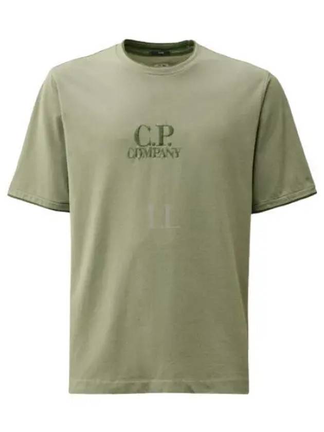 Tacting Piquet Logo Short Sleeve T-Shirt Green - CP COMPANY - BALAAN 2