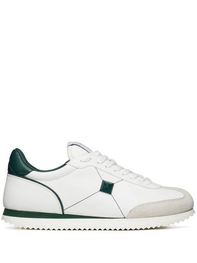 studded leather low-top sneakers green white - VALENTINO - BALAAN 2