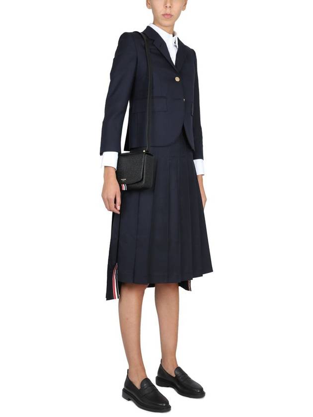 Super 120S Twill Below Knee Pleated Skirt Navy - THOM BROWNE - BALAAN 4