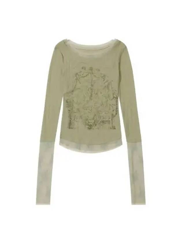 Triple lace layered long sleeve t shirt beige - SCULPTOR - BALAAN 1