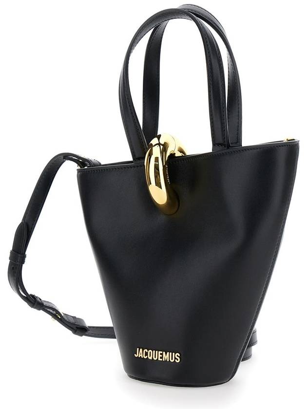 'Le Petit Bambola' Black Handbag With Ring Hardware Detail And Logo Lettering In Leather Woman - JACQUEMUS - BALAAN 1