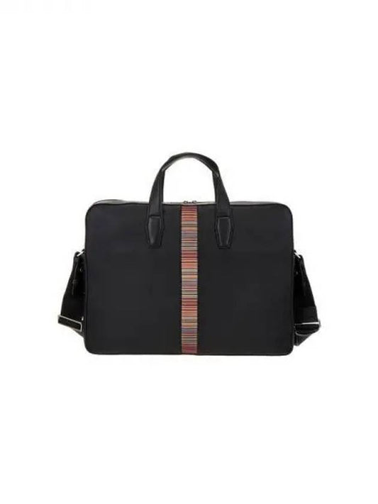 30 9 29 Stripe Trim Folio Bag Black 270011 - PAUL SMITH - BALAAN 1