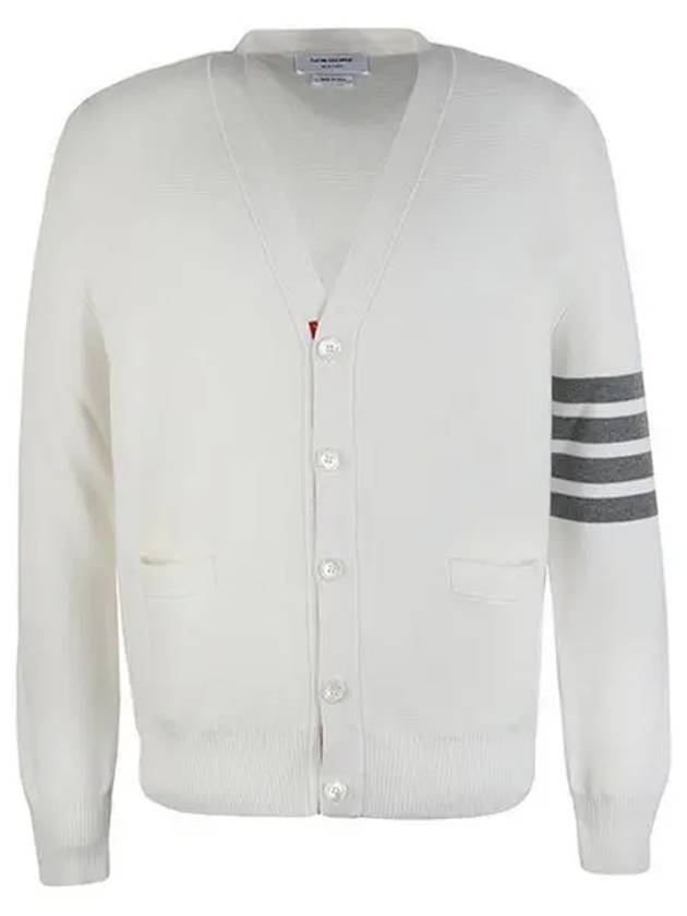 Milano Stitch 4 Bar Cardigan White - THOM BROWNE - BALAAN 2