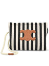 Thais Striped Pouch Bag Black White - CELINE - BALAAN 1