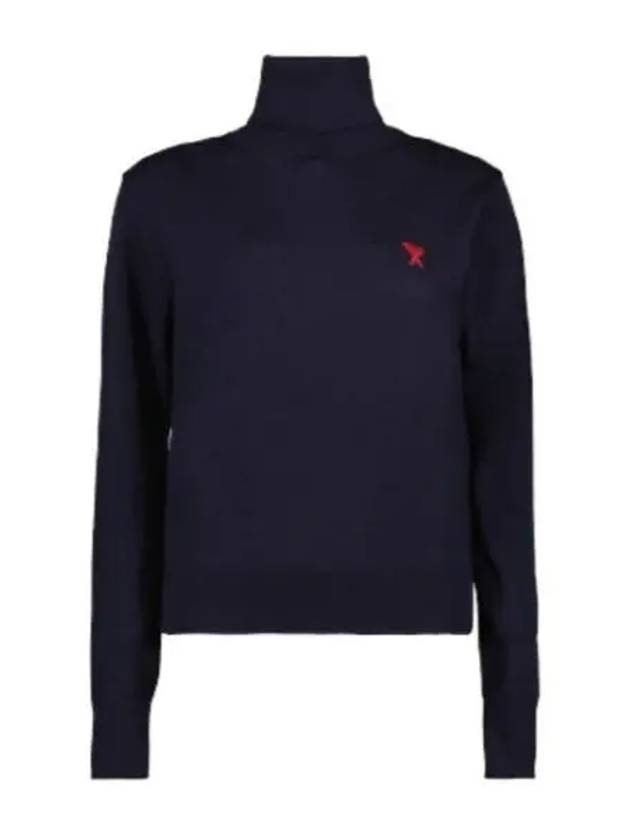 Red Ami De Coeur Wool Turtleneck Navy - AMI - BALAAN 2