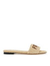 Signature Raffia Slippers Beige - FENDI - BALAAN 1