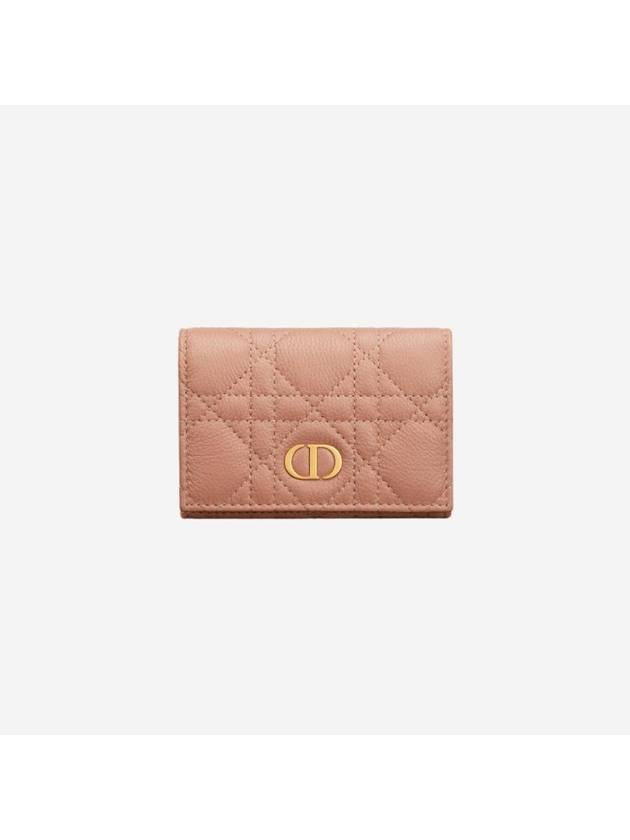 Caro XS Supple Cannage Calfskin Card Wallet Rose Des Vents - DIOR - BALAAN 1