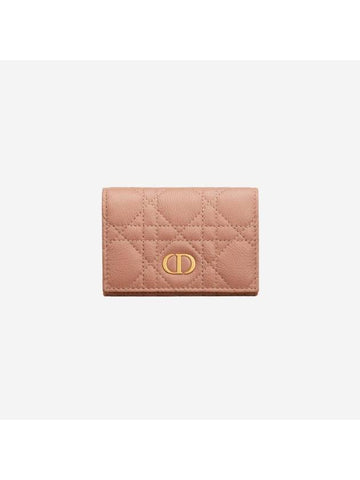 Caro XS Supple Cannage Calfskin Card Wallet Rose Des Vents - DIOR - BALAAN 1