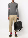 Merino Striped Crew Neck Knit Top Grey - THOM BROWNE - BALAAN 4