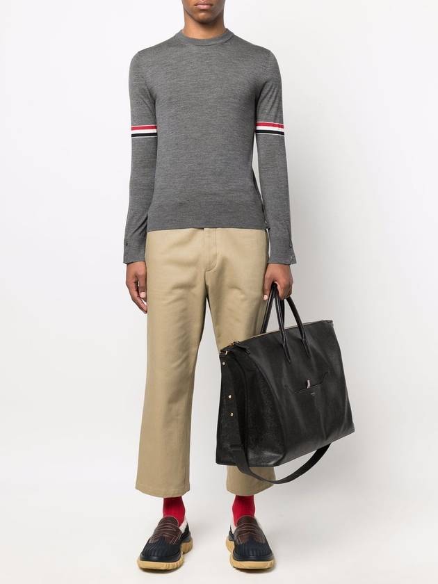 Merino Striped Crew Neck Knit Top Grey - THOM BROWNE - BALAAN 4