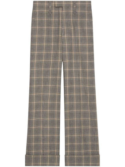 Women's Prince ofwhale Check Wool Straight Pants Gray - GUCCI - BALAAN 2